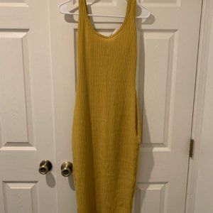 Yellow Ribbed Tank Dress